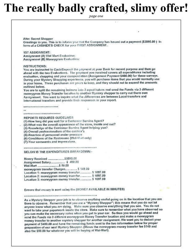 this is a scam letter page one