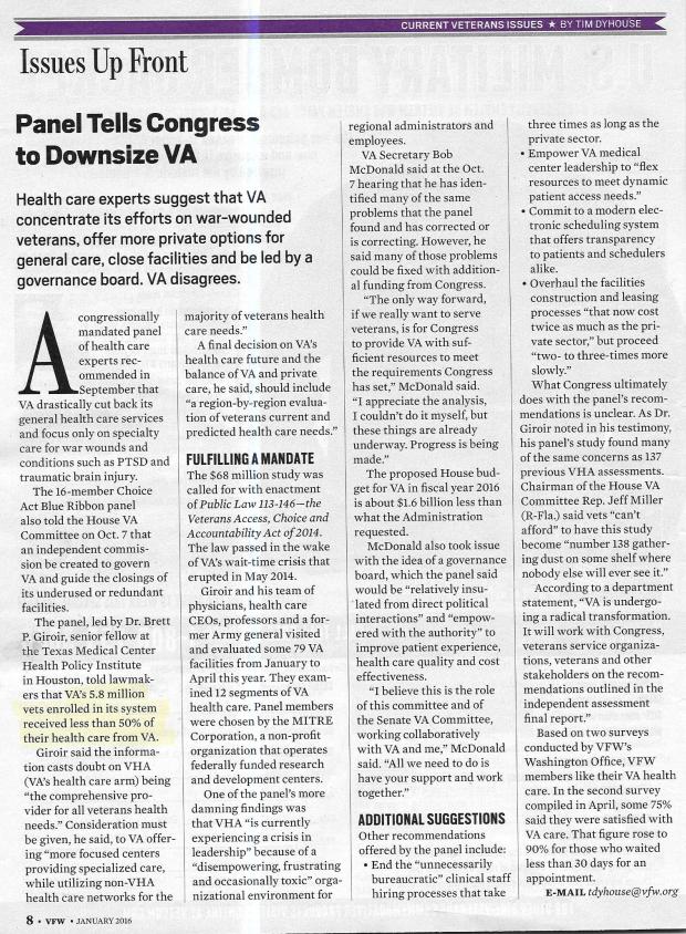 vfw article on va study