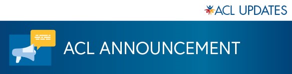 Blue banner with white text: ACL Announcement